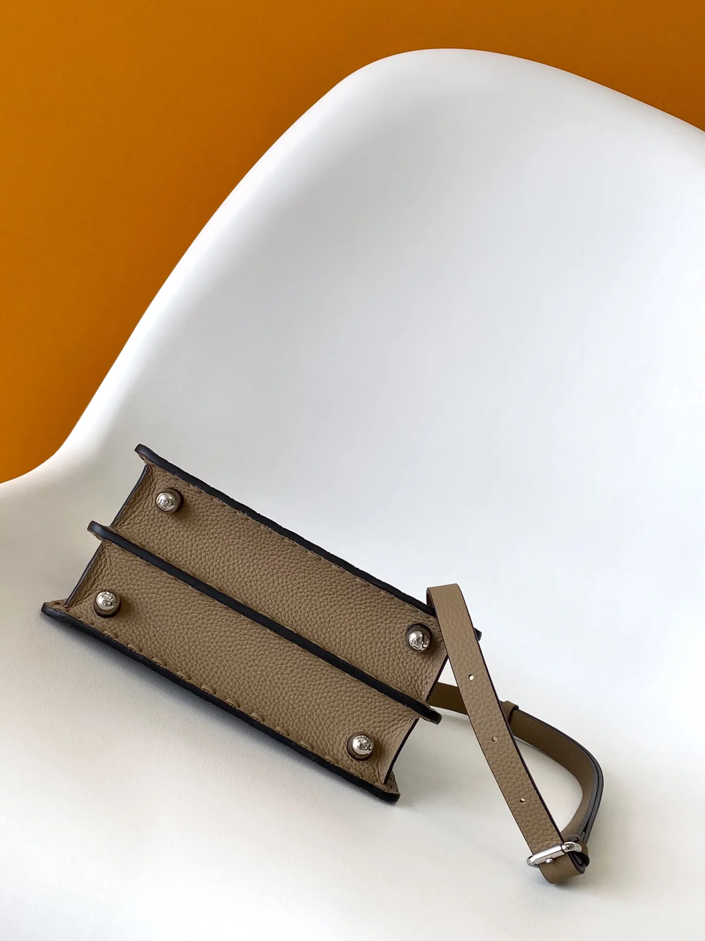 Fendi Grey Peekaboo Calfskin Top Handle Bag product photo from LabelPicks