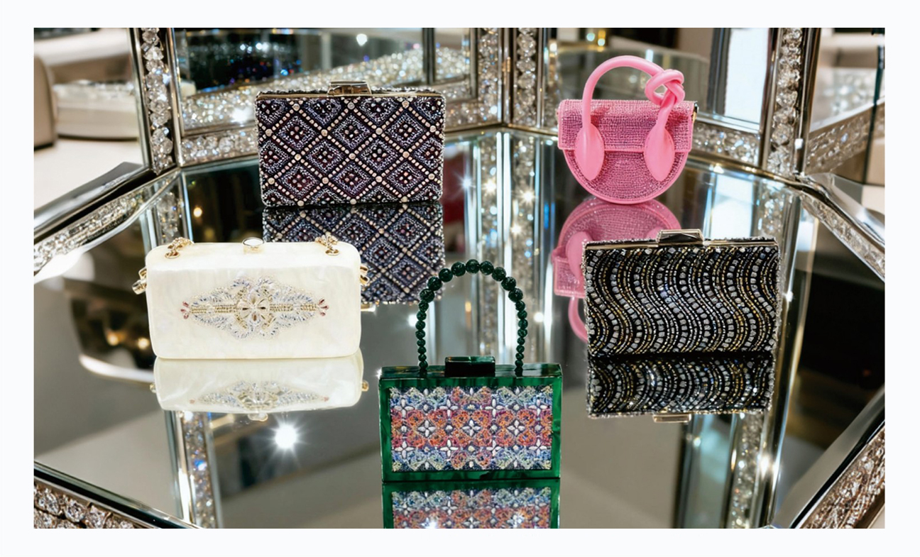 Iron on rhinestone transfers applied to handbags