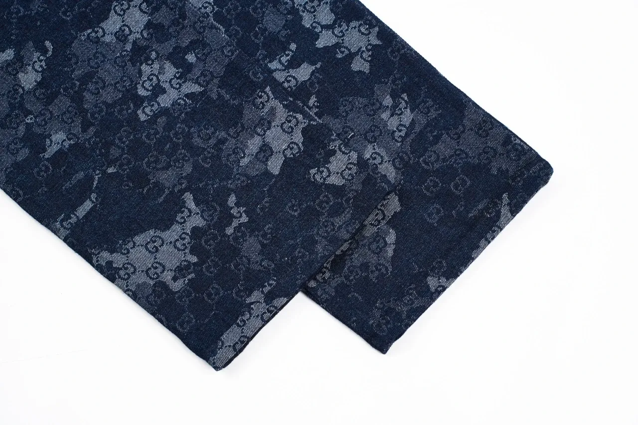 GUCCI Blue White Marble GG Denim Pants product photo from LabelPicks