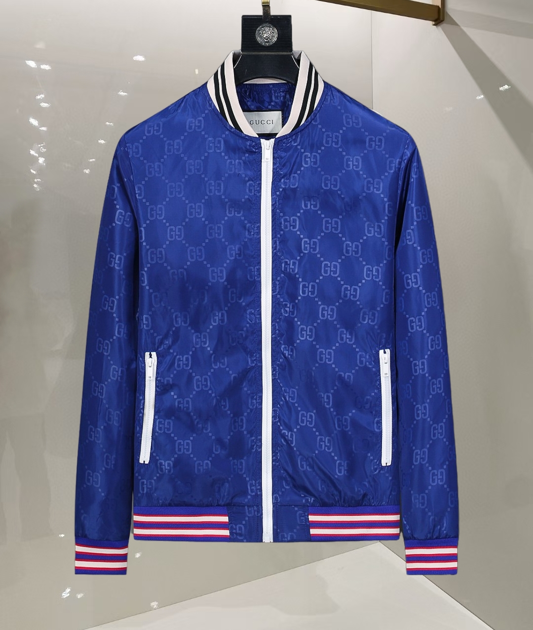 Full Print Long Sleeve Pocket Zipper Jacket