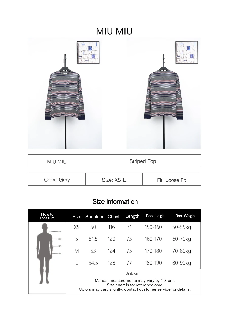 Miu Miu Purple Grey Stripe Crewneck Long Sleeve T-Shirt product photo from LabelPicks