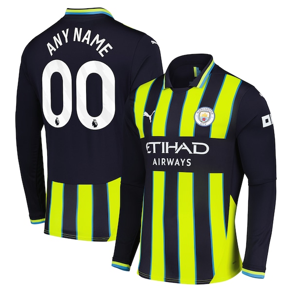 Manchester City Puma 2024/25 Away Replica Long Sleeve Custom Jersey - Navy