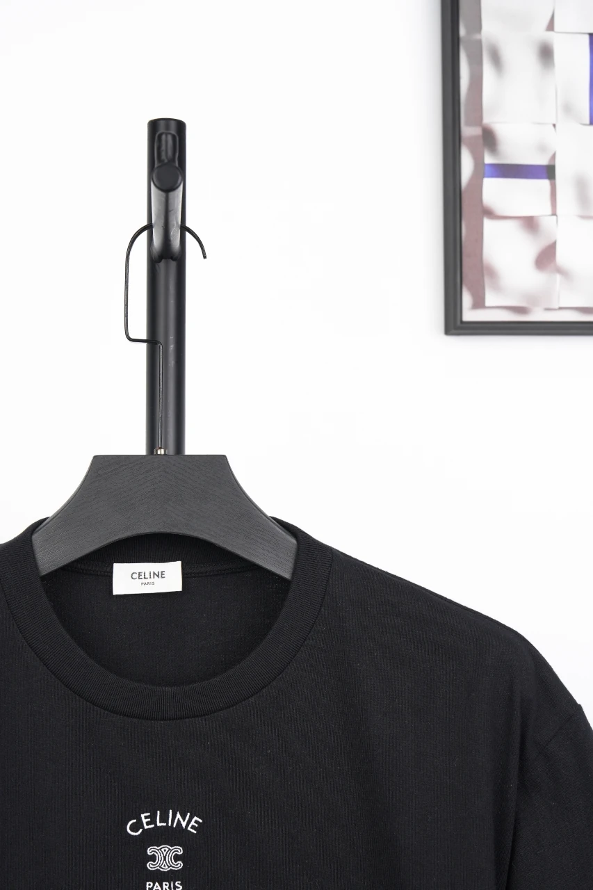 CELINE Black Triomphe Embroidered T-Shirt product photo from LabelPicks
