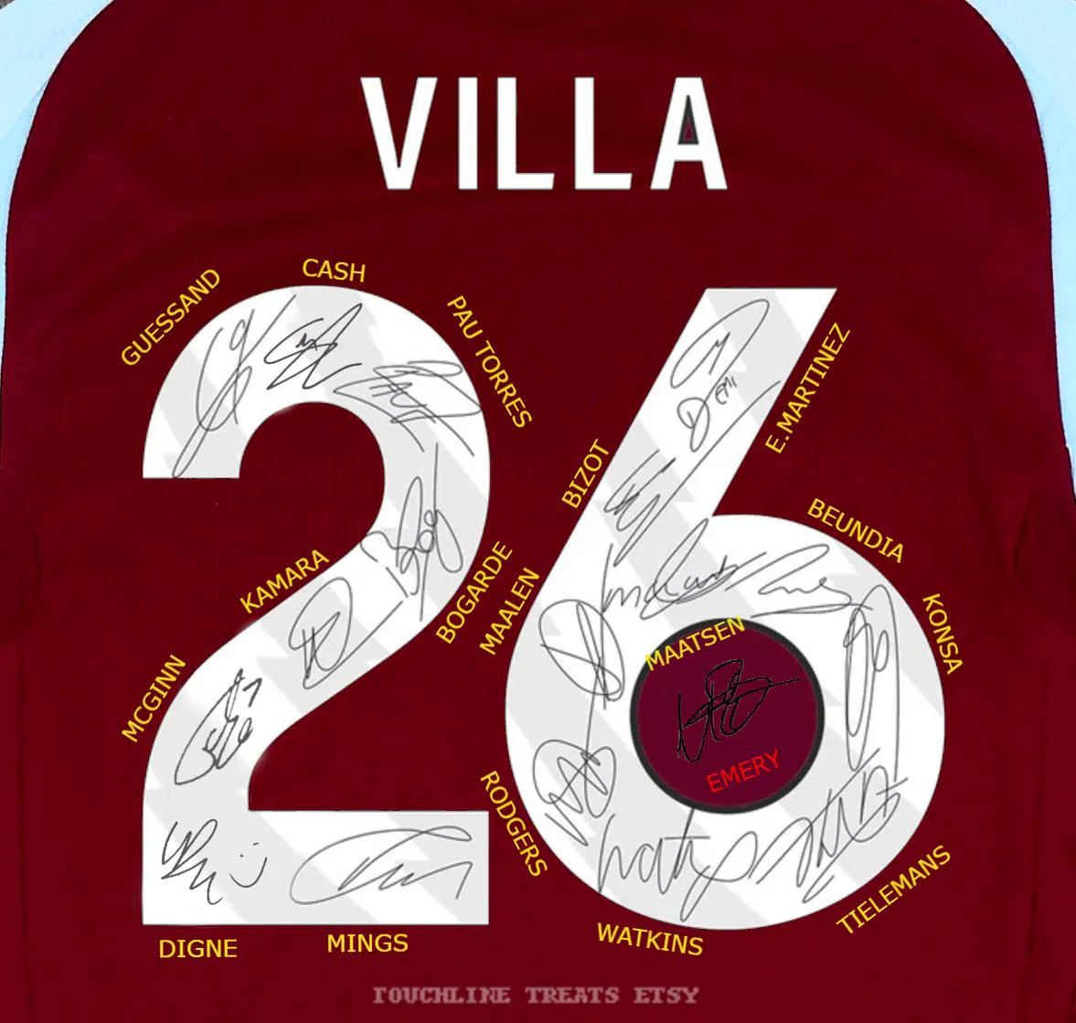 Aston Villa FULL 2025 SIGNED Team Squad Signature Jersey/Shirt + COA 25/26