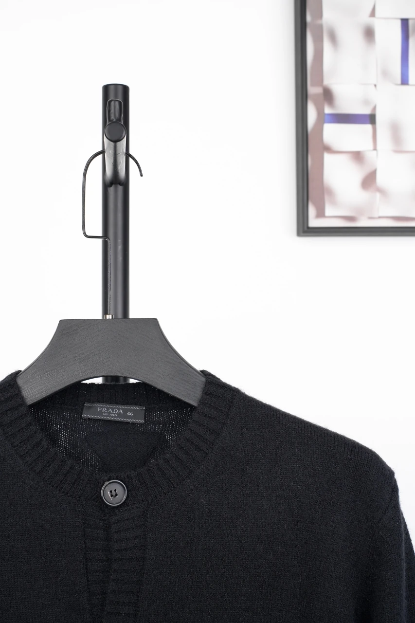 Prada Black Knit Cardigan with Back Triangle Logo product photo from LabelPicks