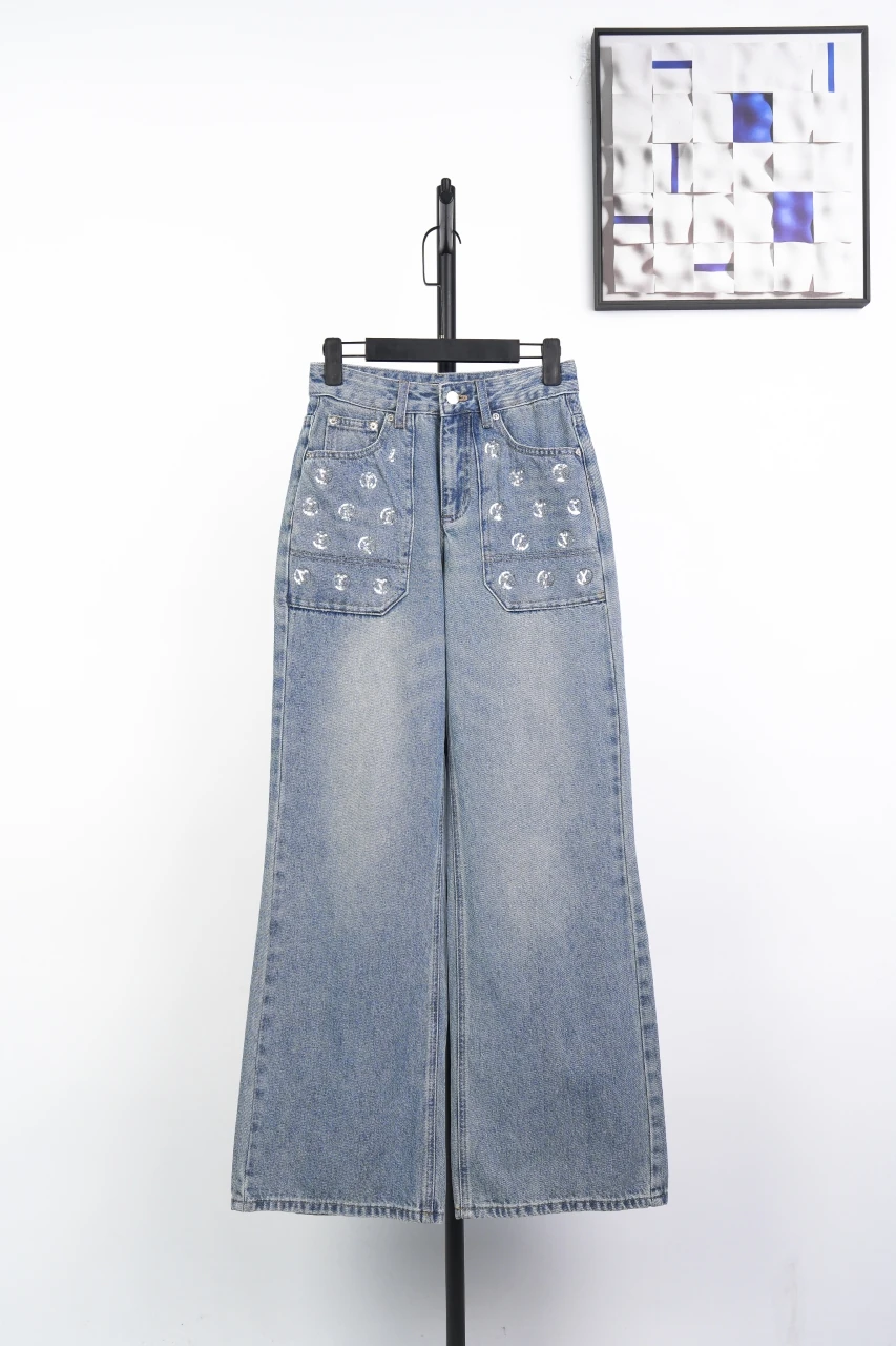 Louis Vuitton Light Blue Allover Print Straight Denim Jeans product photo from LabelPicks