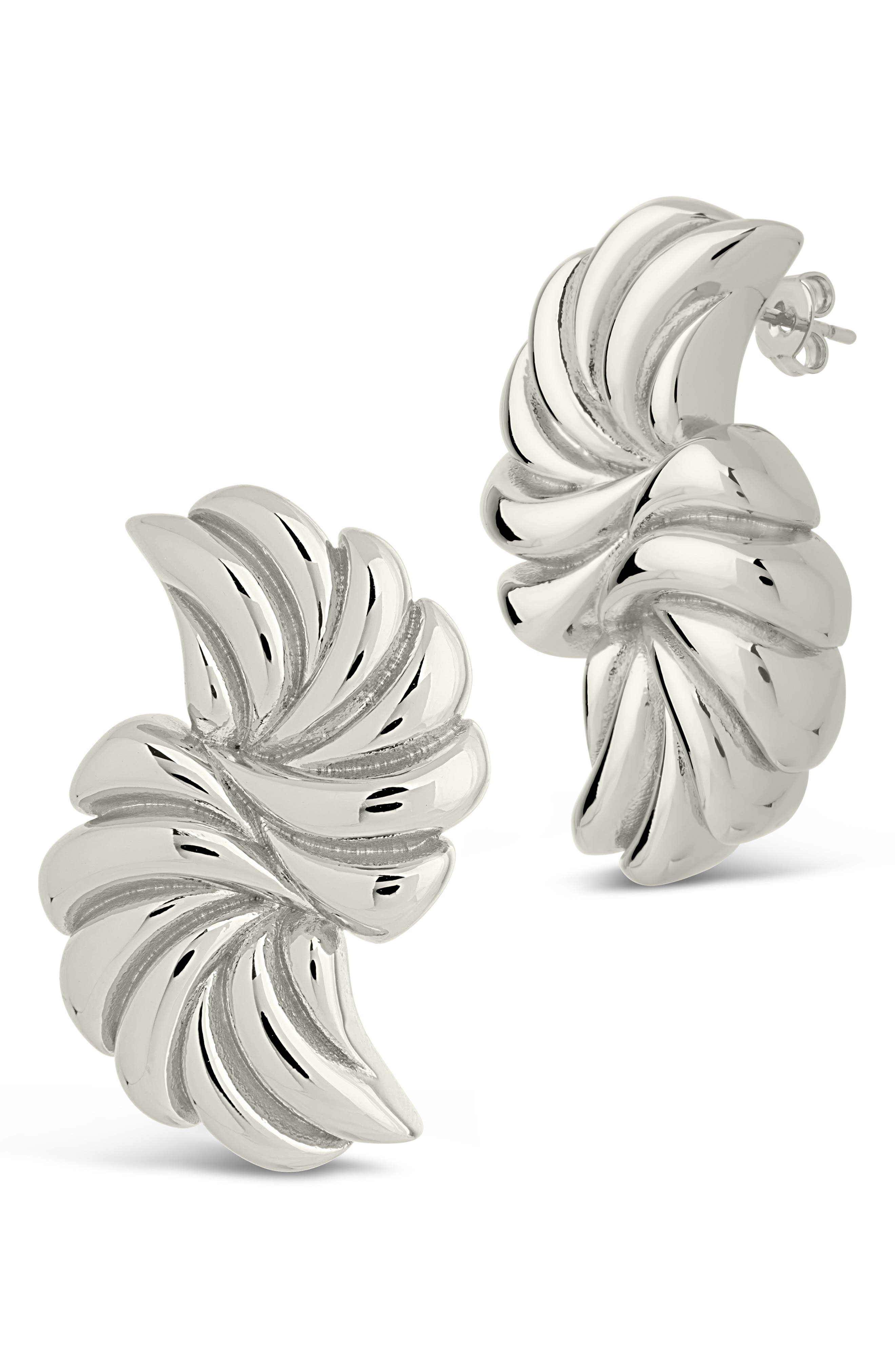 Sterling Forever Twisted Croissant Stud Earrings