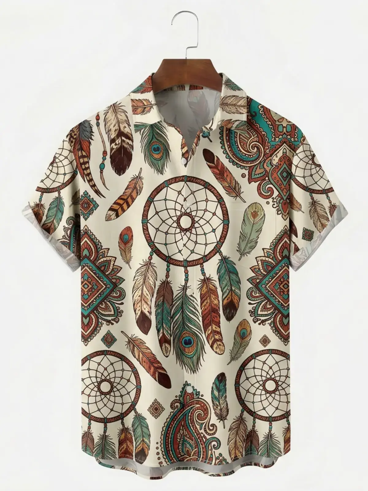 Men's printed shirts Bohemian Dreamcatcher Feather Aloha Shirt