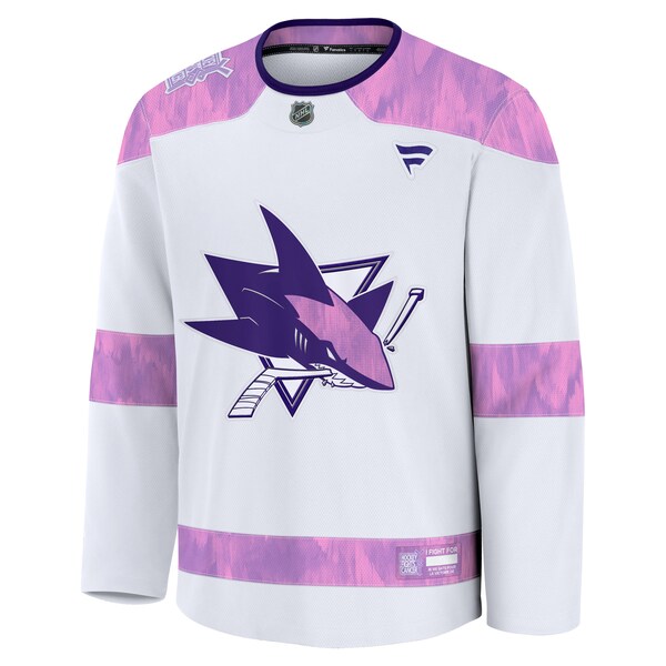 San Jose Sharks  Hockey Fights Cancer Practice Jersey - White
