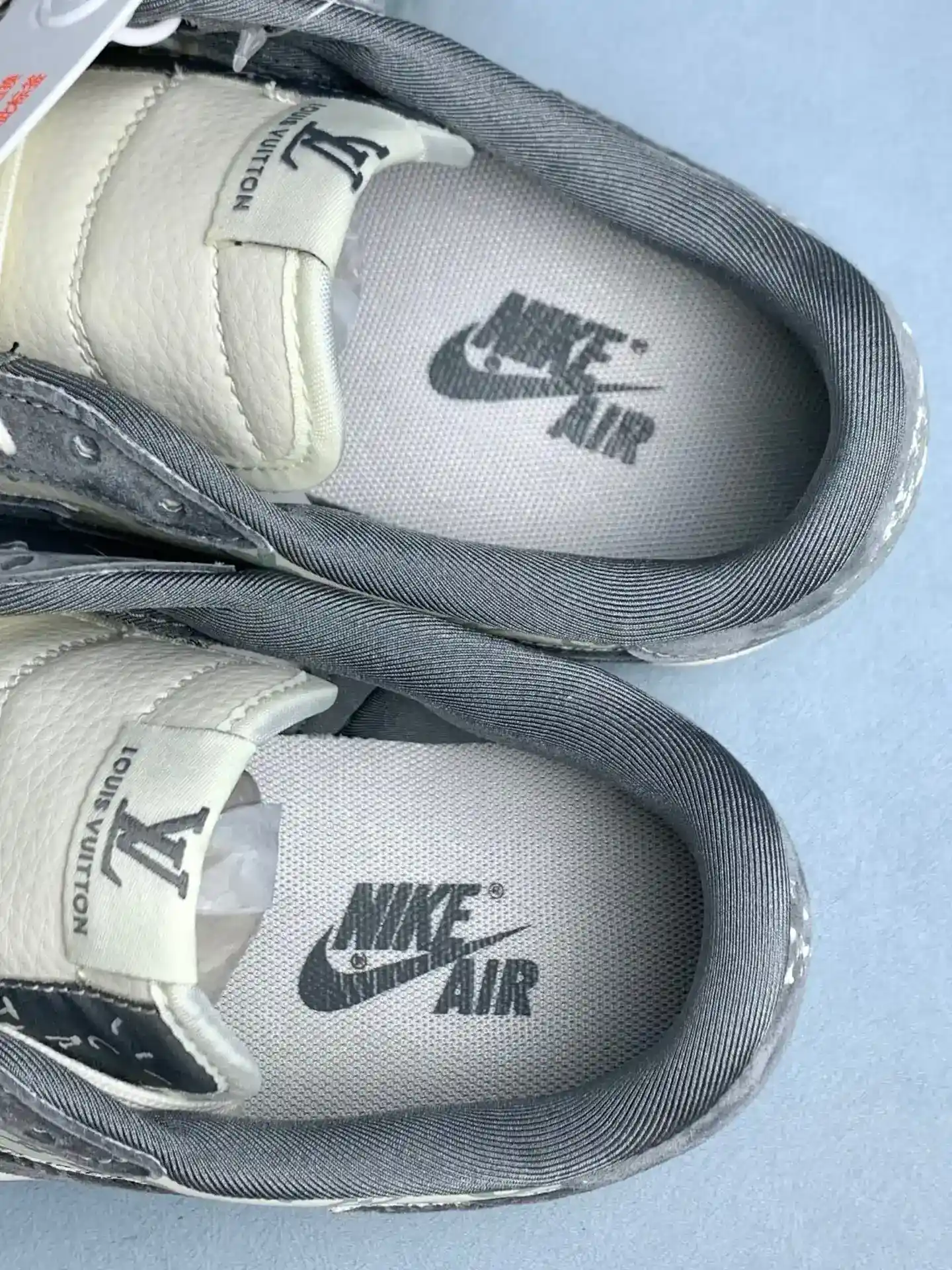 Louis Vuitton-Style Nike SB Dunk Low - White and Grey product photo from LabelPicks