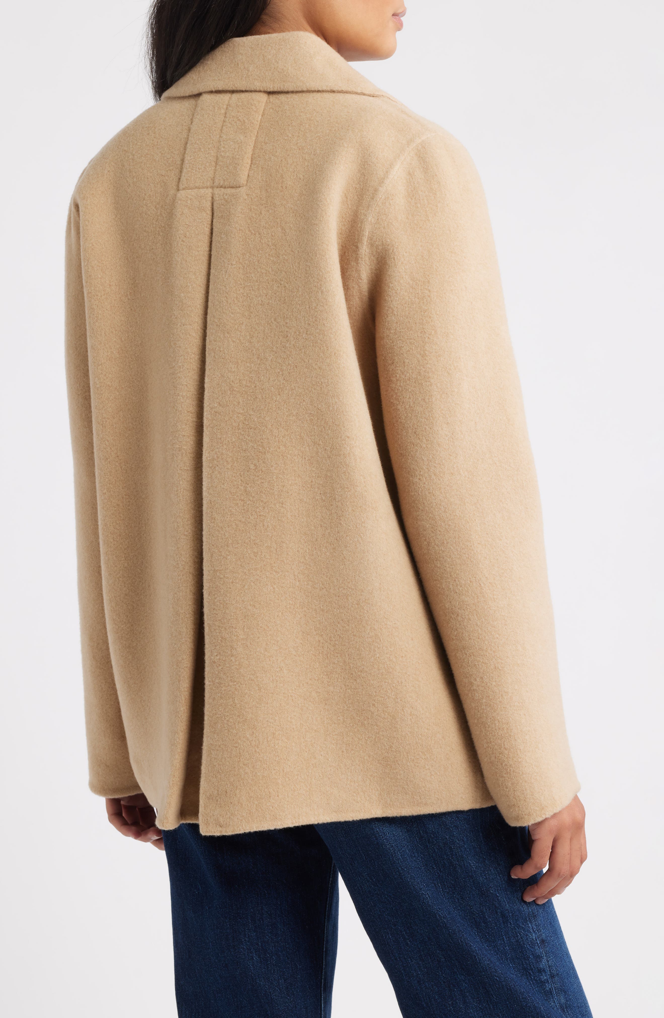 Eileen Fisher Double Breasted Wool Trench Coat