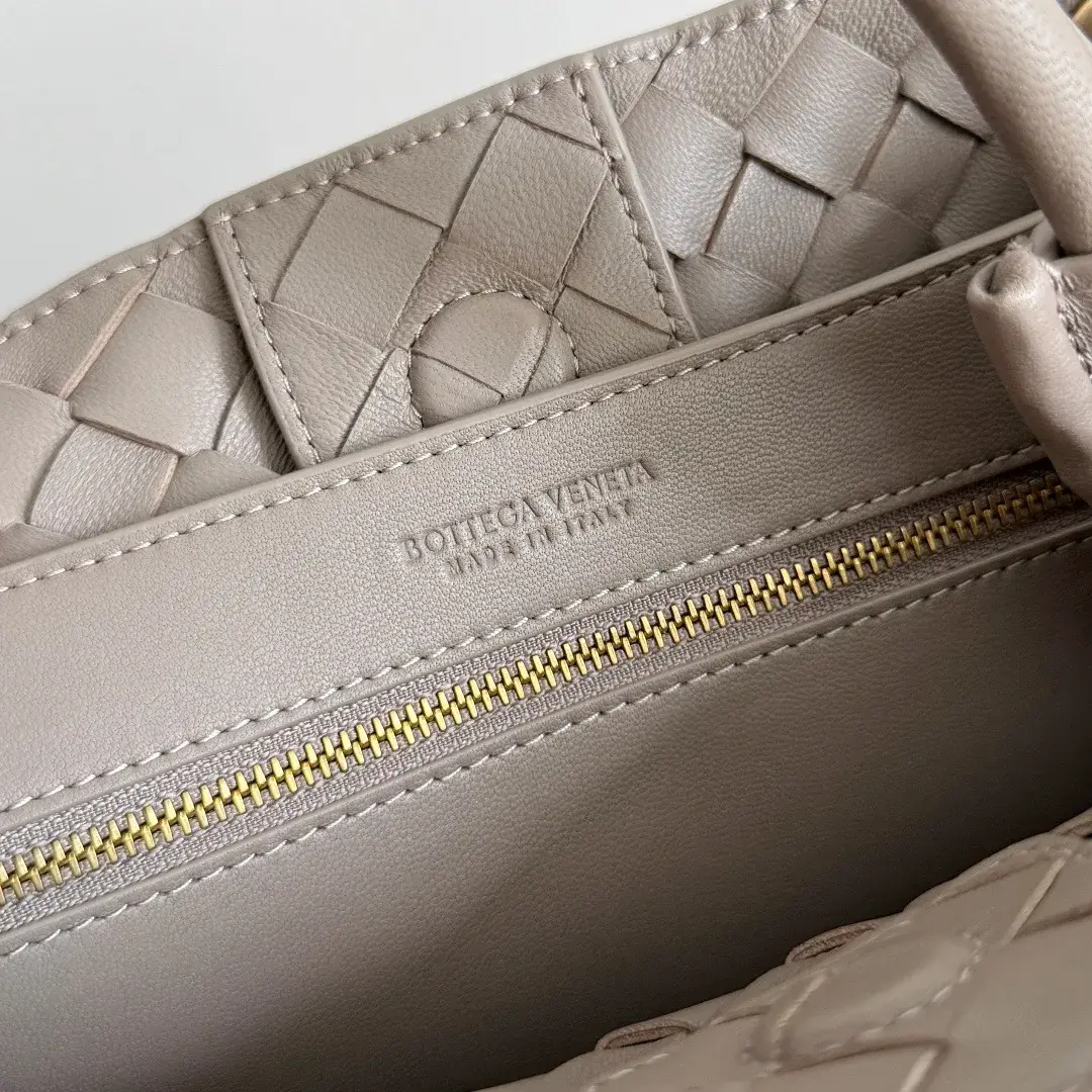 Bottega Veneta Andiamo Grey Intrecciato Woven Leather Top Handle Bag product photo from LabelPicks