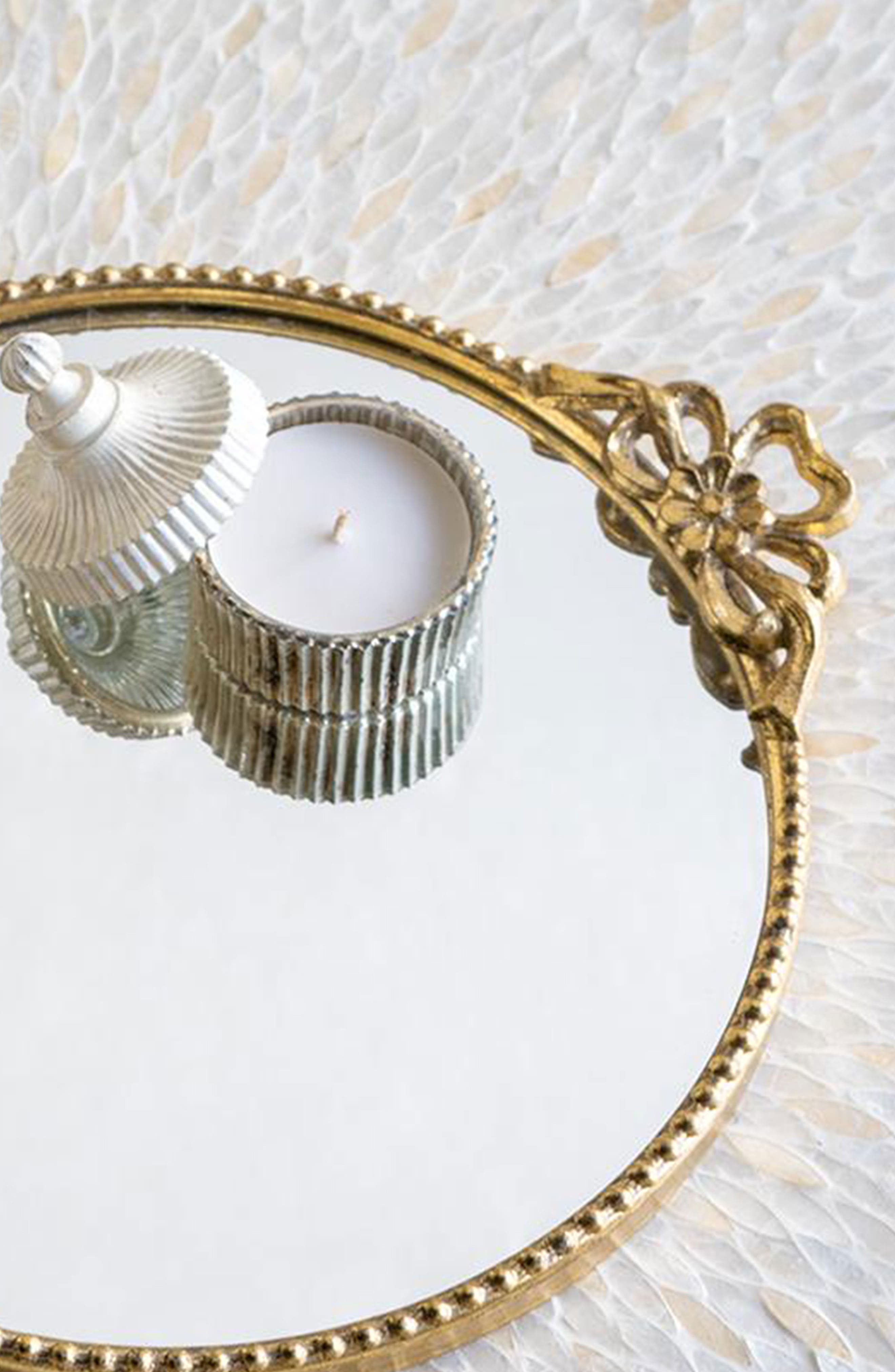 A & B Home Ornate Round Mirror Tray