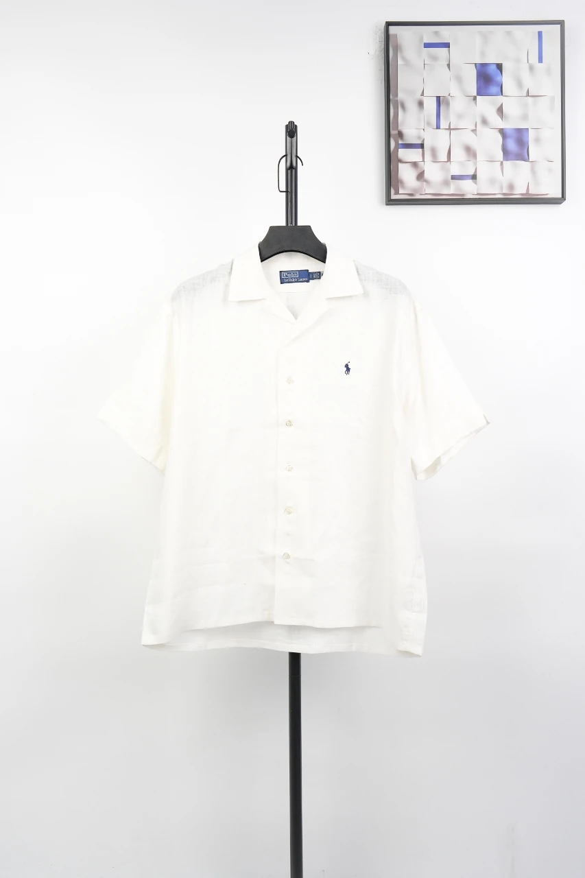 Ralph Lauren White Pony Embroidered Linen Short Sleeve Shirt product photo from LabelPicks