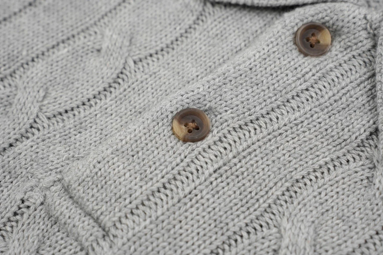 Ralph Lauren Light Grey Pony Embroidered Cable Knit Long Sleeve Polo Sweater product photo from LabelPicks
