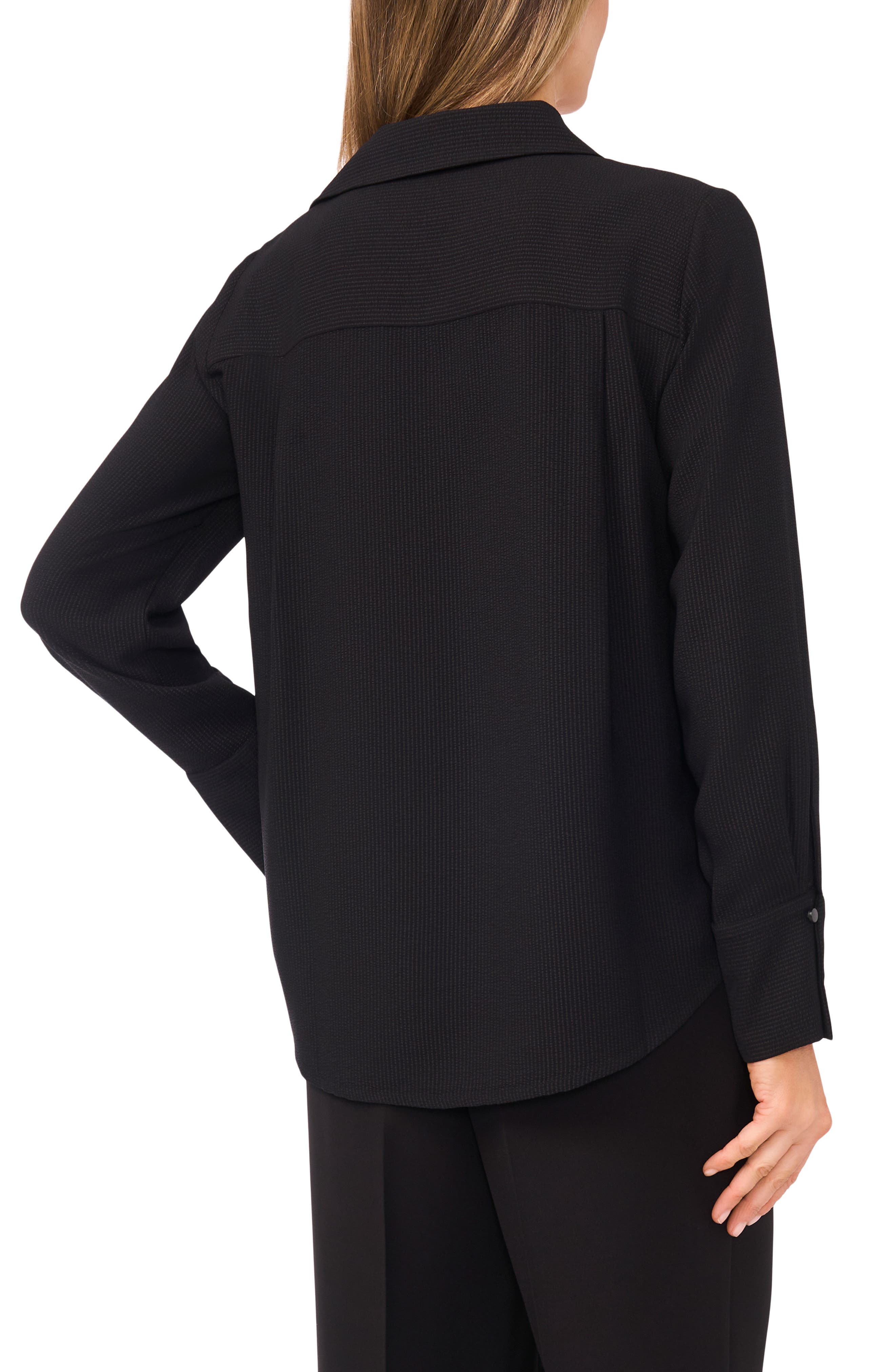 Halogen® Tonal Stripe Collared Split Neck Top