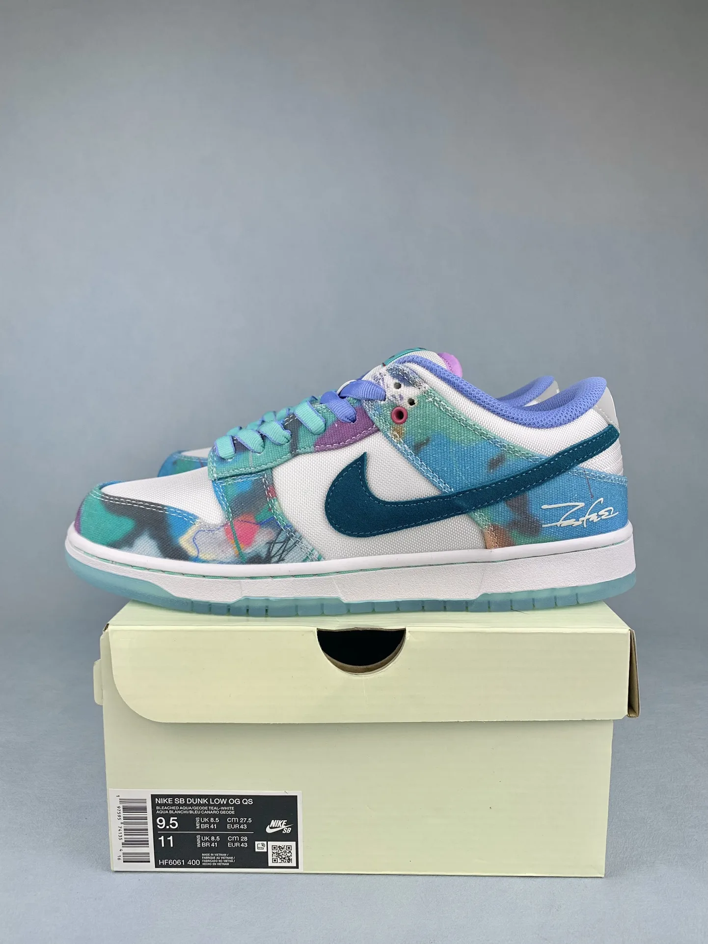 Nike SB Dunk Low x Futura Laboratories 'White and Geode Teal' Shoes product photo from LabelPicks