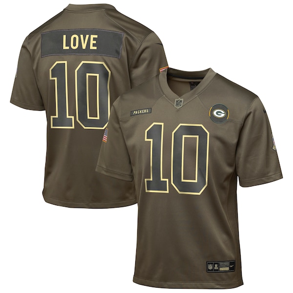 Jordan Love Green Bay Packers Nike Youth 2025 Salute to Service Game Jersey - Olive
