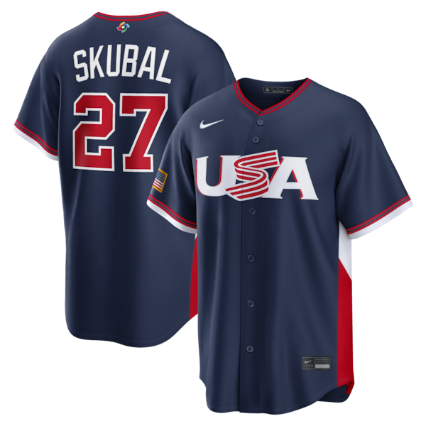 Men's USA Baseball Tarik Skubal Nike 2026 World Baseball Classic Road Stadium Jersey - Navy/White