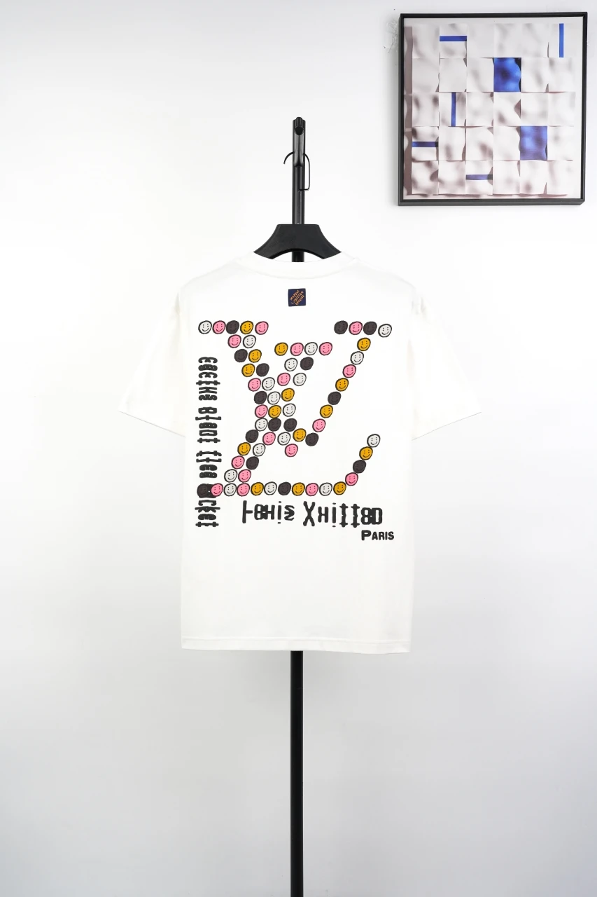 Louis Vuitton White Smiley Damier Print T-Shirt product photo from LabelPicks