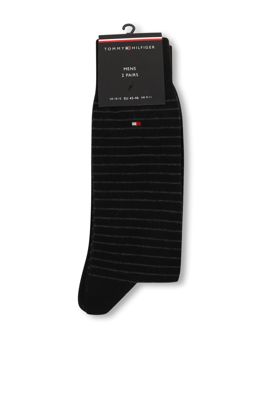 TOMMY HILFIGER שני זוגות גרבי פסים בשחור ואפור