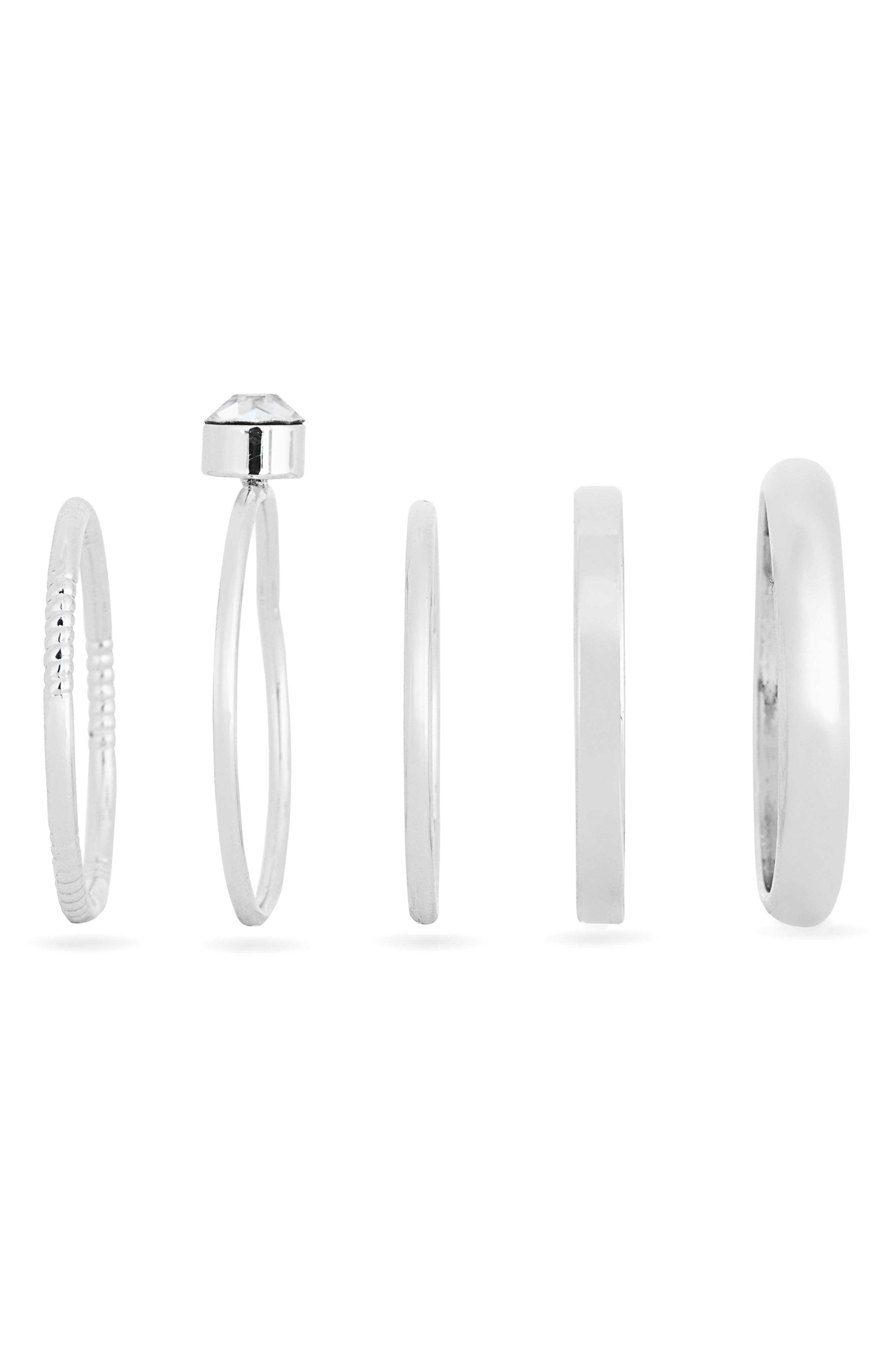 NORDSTROM RACK Set of 5 Oval Cubic Zirconia Rings