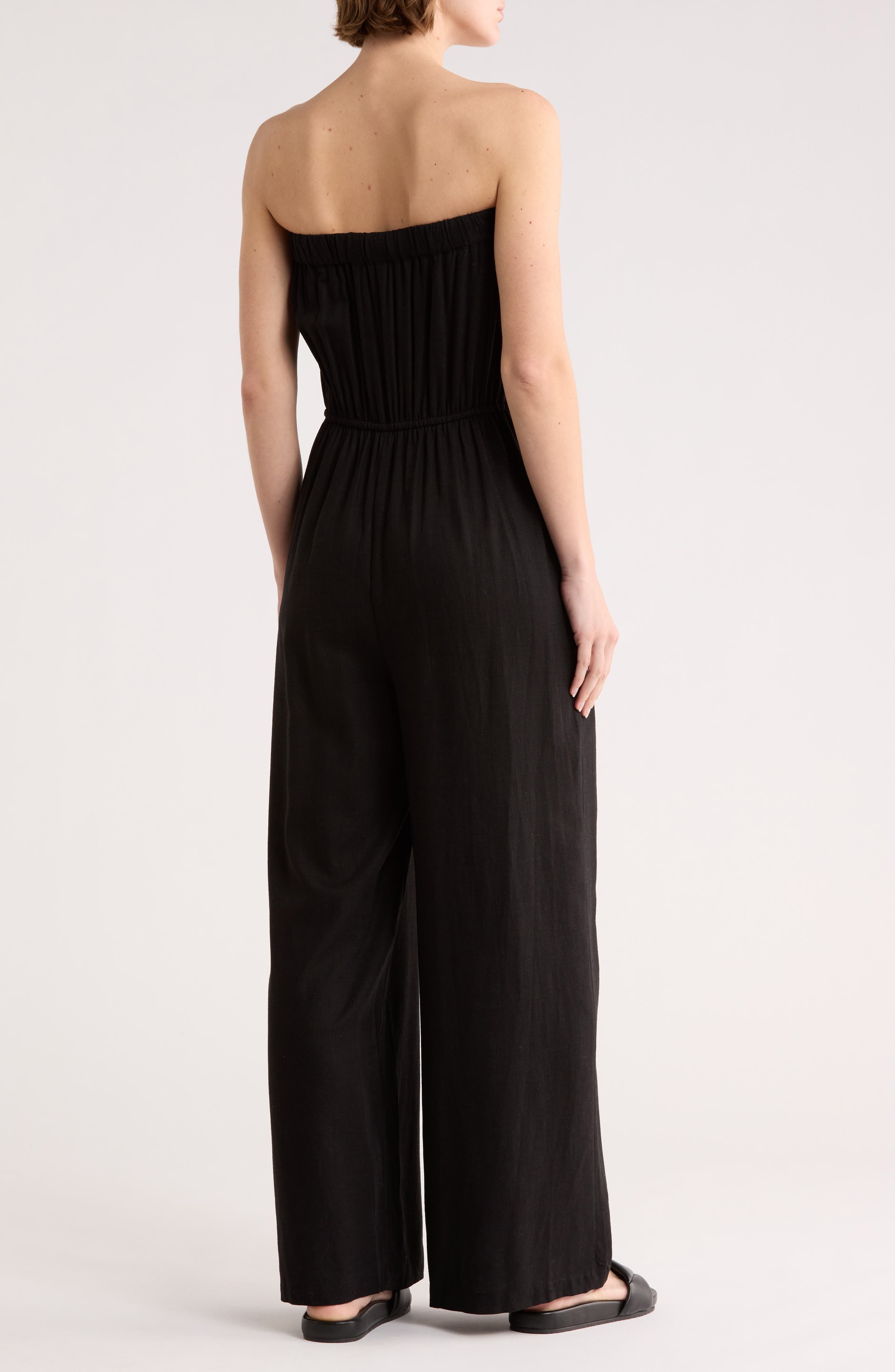 NORDSTROM RACK Strapless Wide Leg Cover-Up Jumpsuit