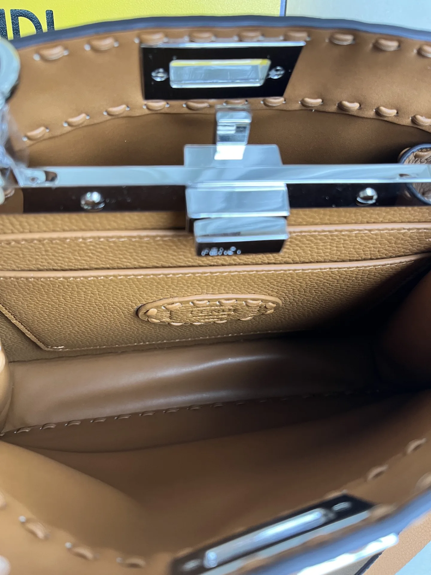 Fendi Brown Peekaboo Grained Leather Top Handle Bag product photo from LabelPicks