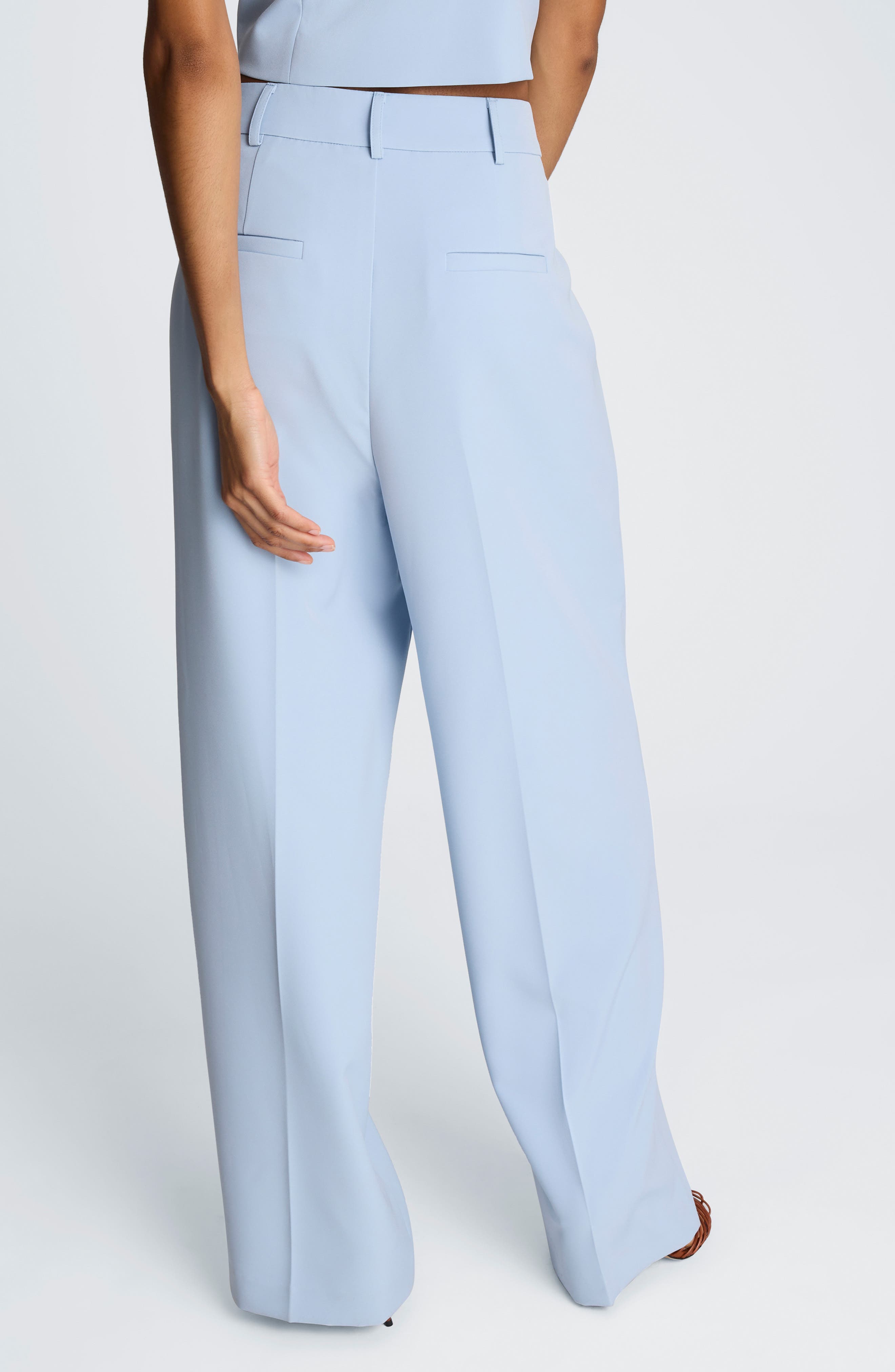 Kenneth Cole High Waist Pintuck Wide Leg Pants