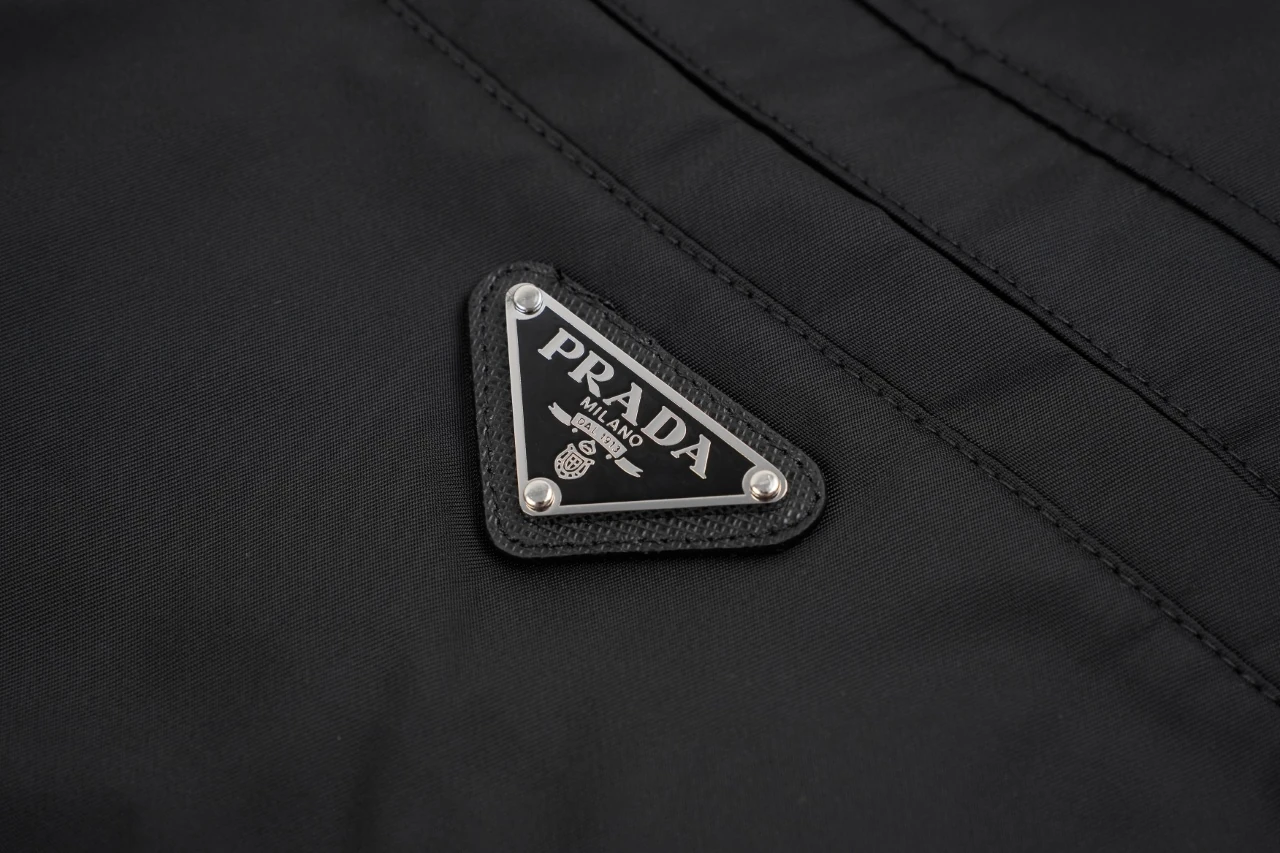 Prada Black Nylon Triangle Logo Trousers product photo from LabelPicks