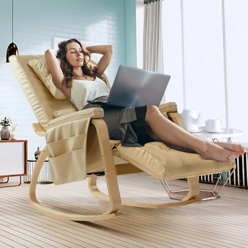 Heated Massage Rocking Chair - PU Leather Recliner with Vibration