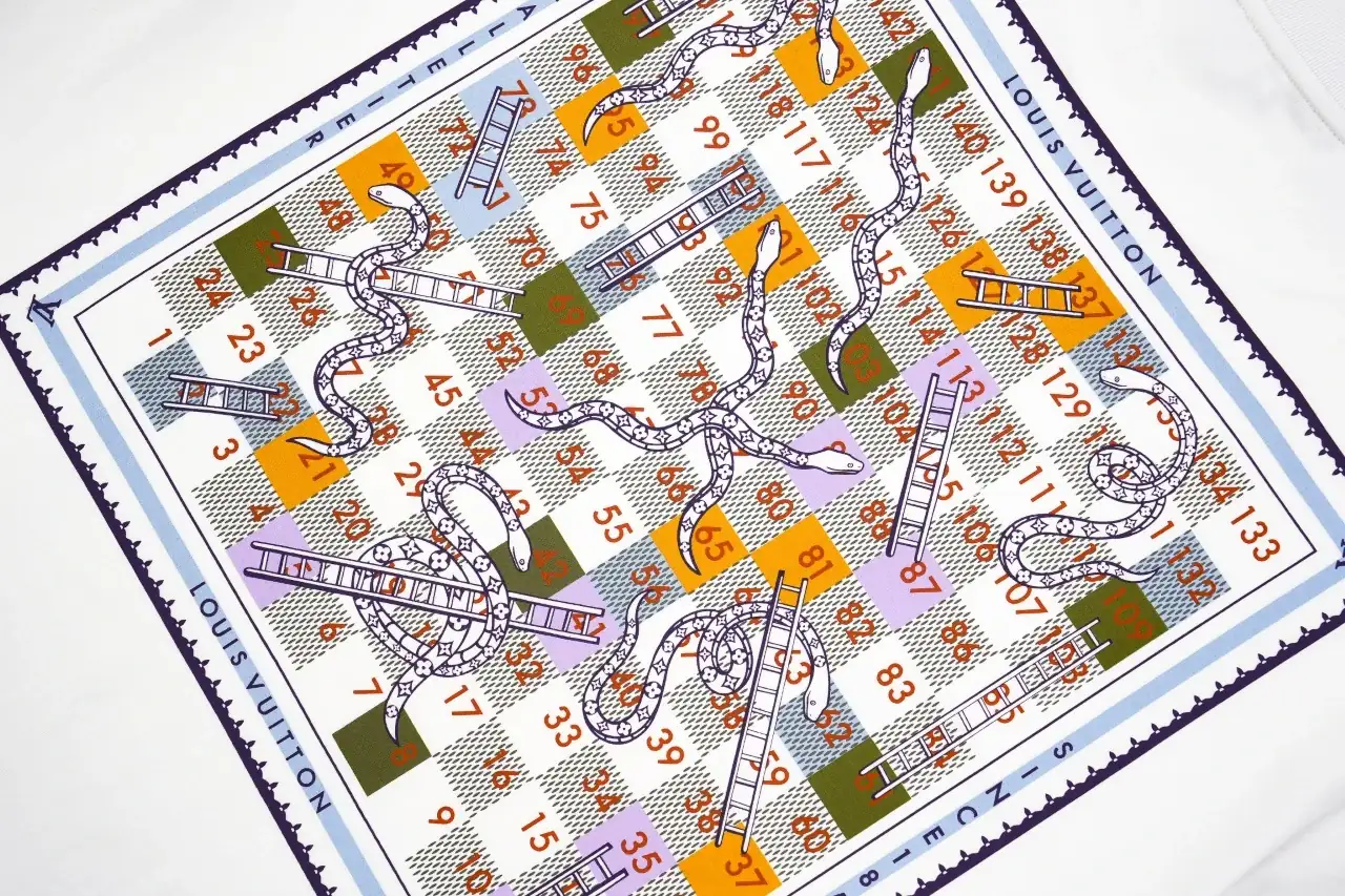 Louis Vuitton White Snakes Ladders Damier Number Print T-Shirt product photo from LabelPicks