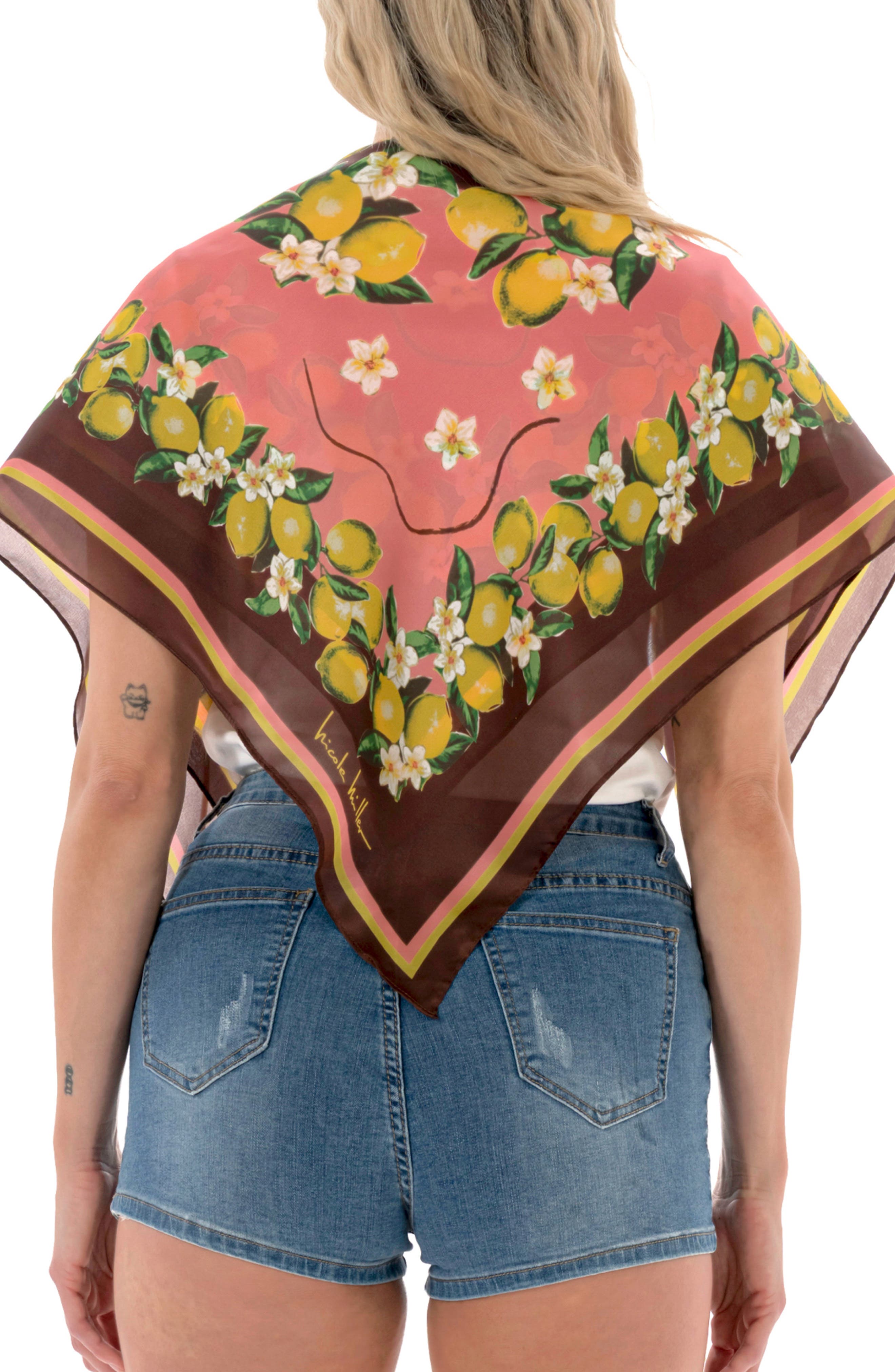 Nicole Miller Lemon Print Square Scarf