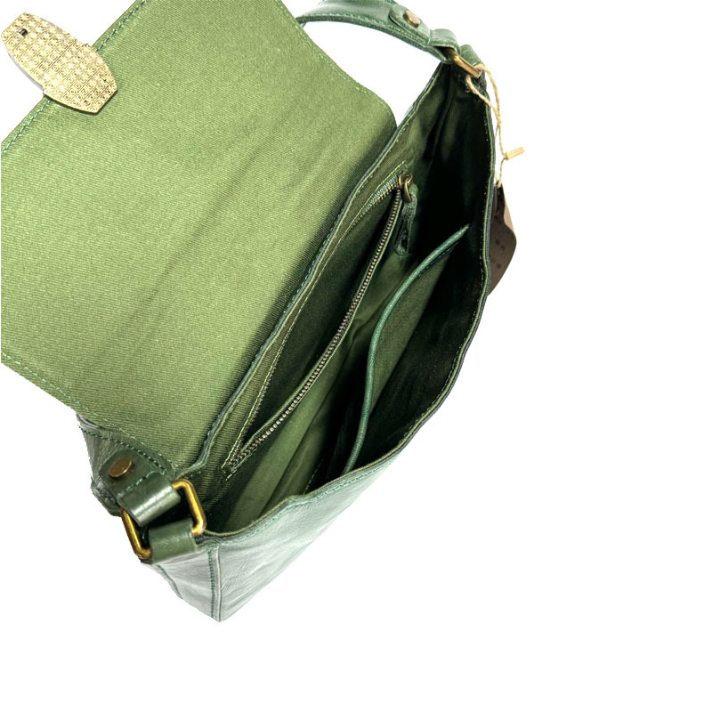 Emerald Green Leather Mini Saddle Bag Women