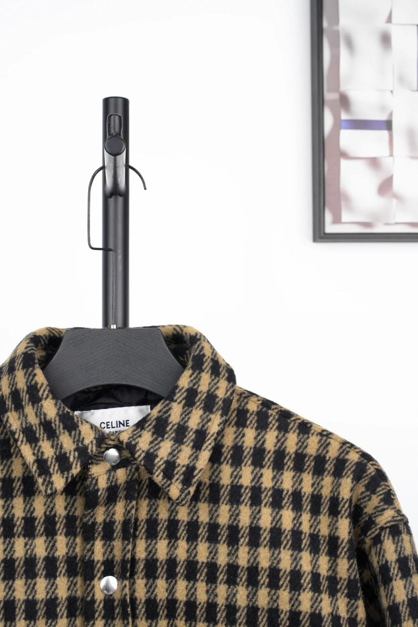 CELINE Brown Black Plaid Wool Jacket product photo from LabelPicks