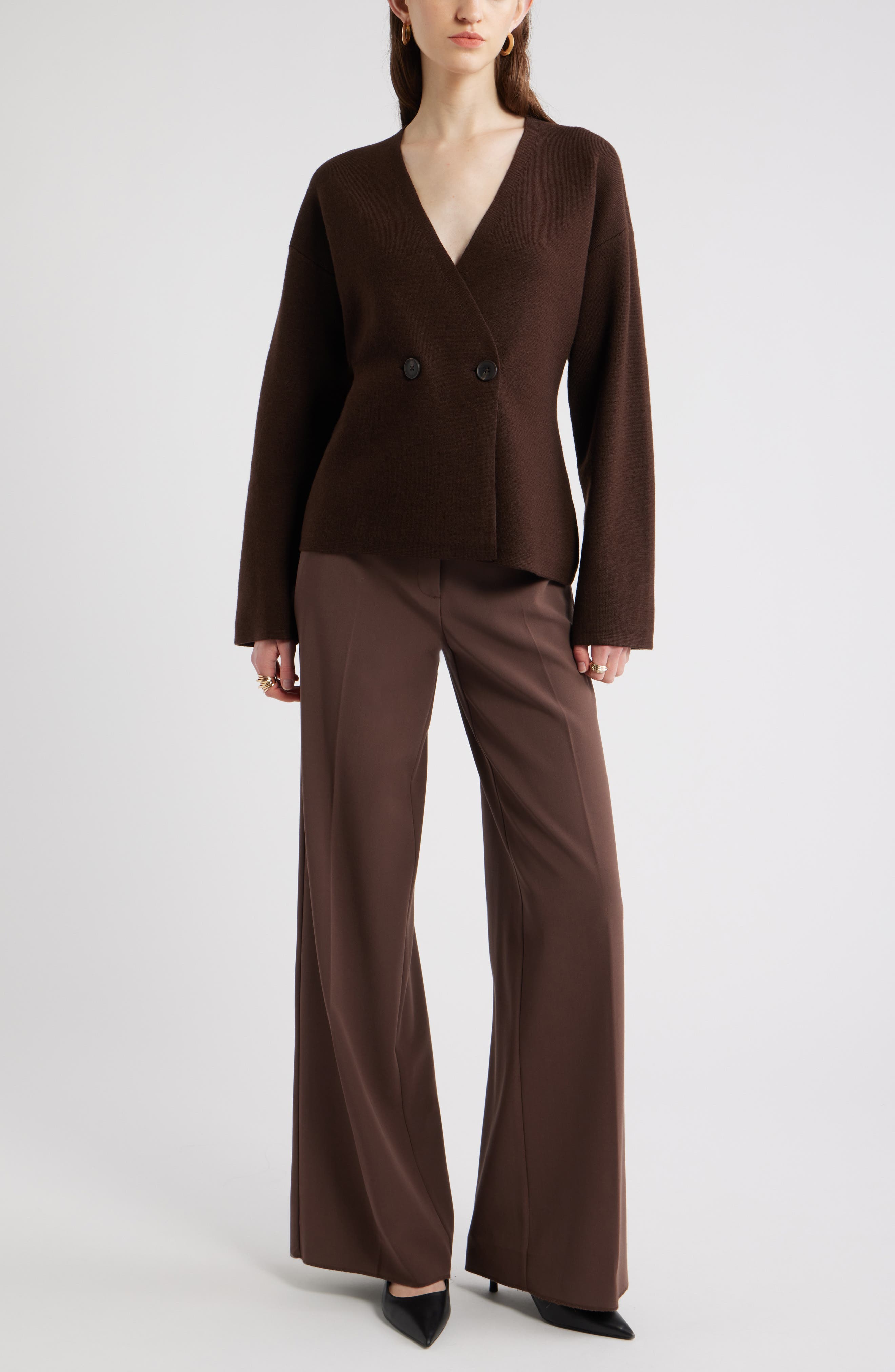 Nordstrom Double Breasted Merino Wool Blend Cardigan