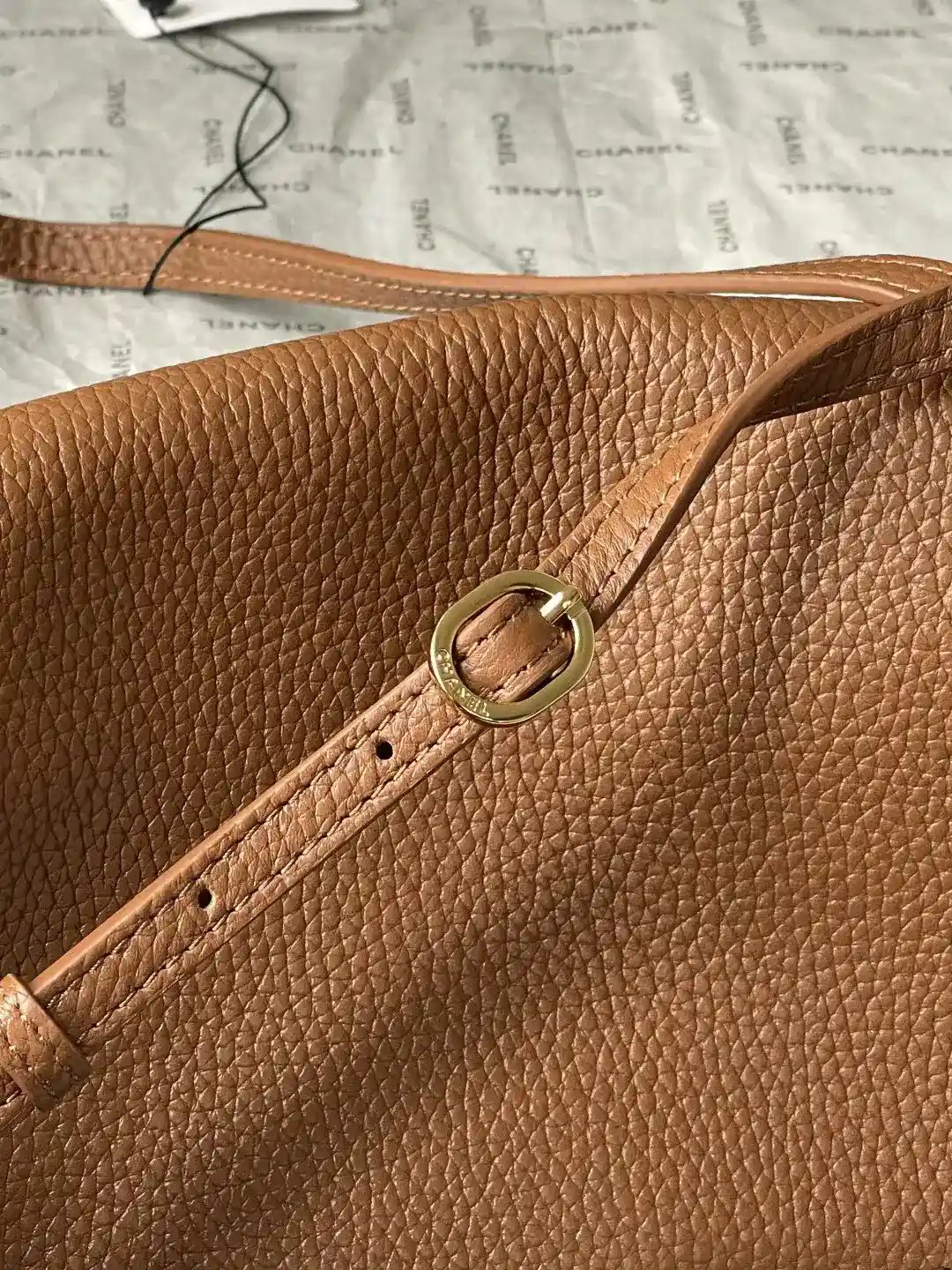 Chanel Brown Classic Flap Grained Leather Shoulder Bag product photo from LabelPicks
