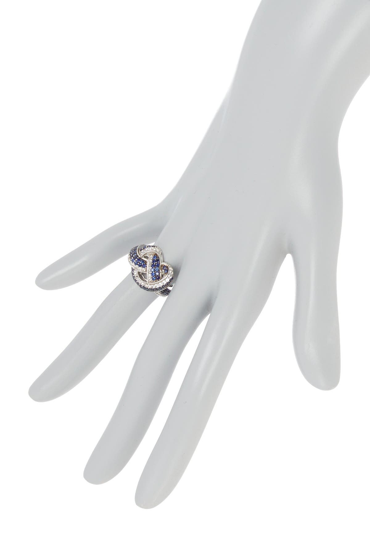 SUZY LEVIAN Sterling Silver Blue Sapphire & Lab Grown White Sapphire Diamond Accent Twist Ring