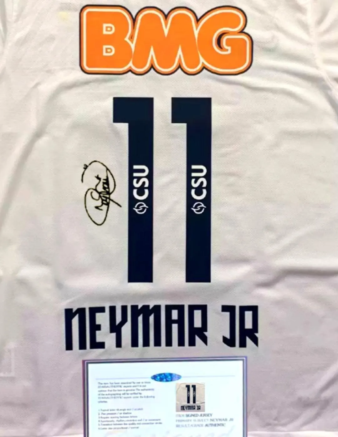 Neymar Jr Santos SIGNED Shirt Jersey 2012 Home Kit - COA - Retro Style