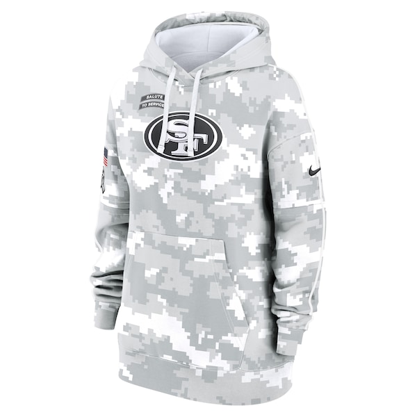 San Francisco 49ers Nike Women's 2024 Salute To Service Club Fleece Pullover Hoodie - Arctic Camo