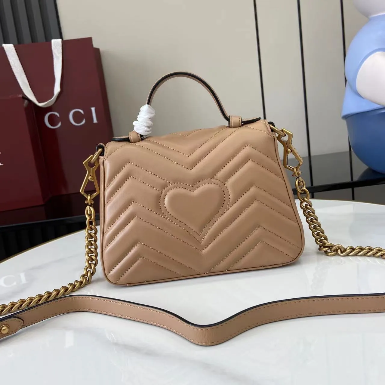Gucci Beige Marmont GG Supreme Canvas Top Handle Bag product photo from LabelPicks