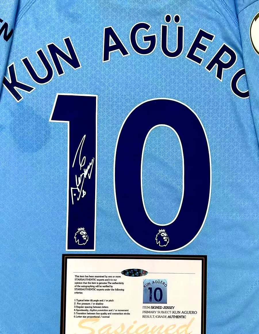 Sergio Ag眉ero SIGNED Man City Jersey 20/21 - COA - Final Season Retro