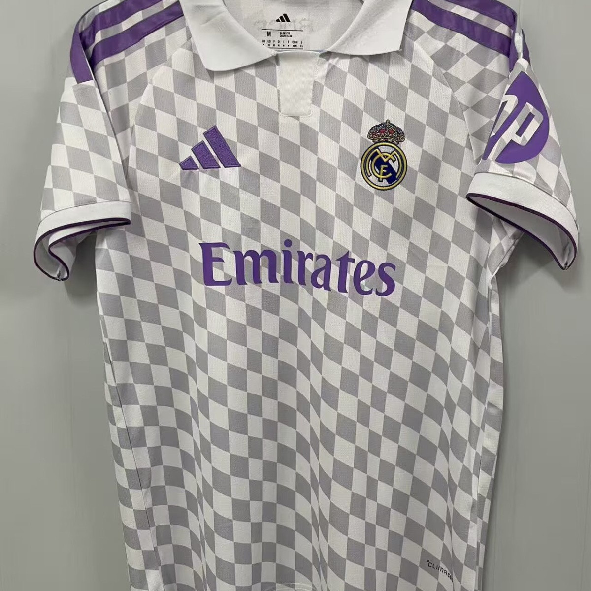 Real Madrid 27/28 Grey-and-White Checkerboard 'Purple Label' Fan Jersey (Short-Sleeve)