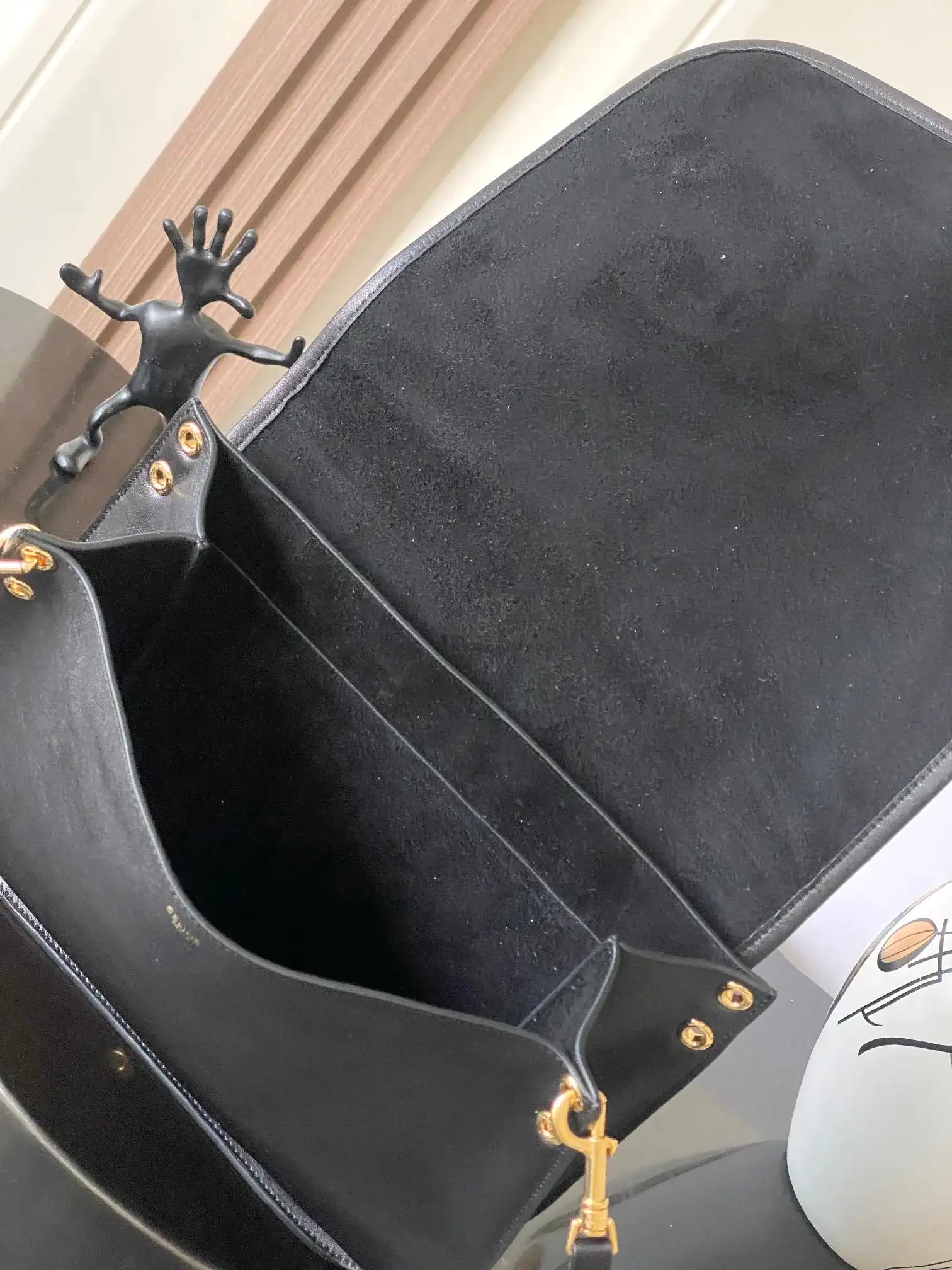 Celine Black Triomphe Lambskin Crossbody Bag product photo from LabelPicks