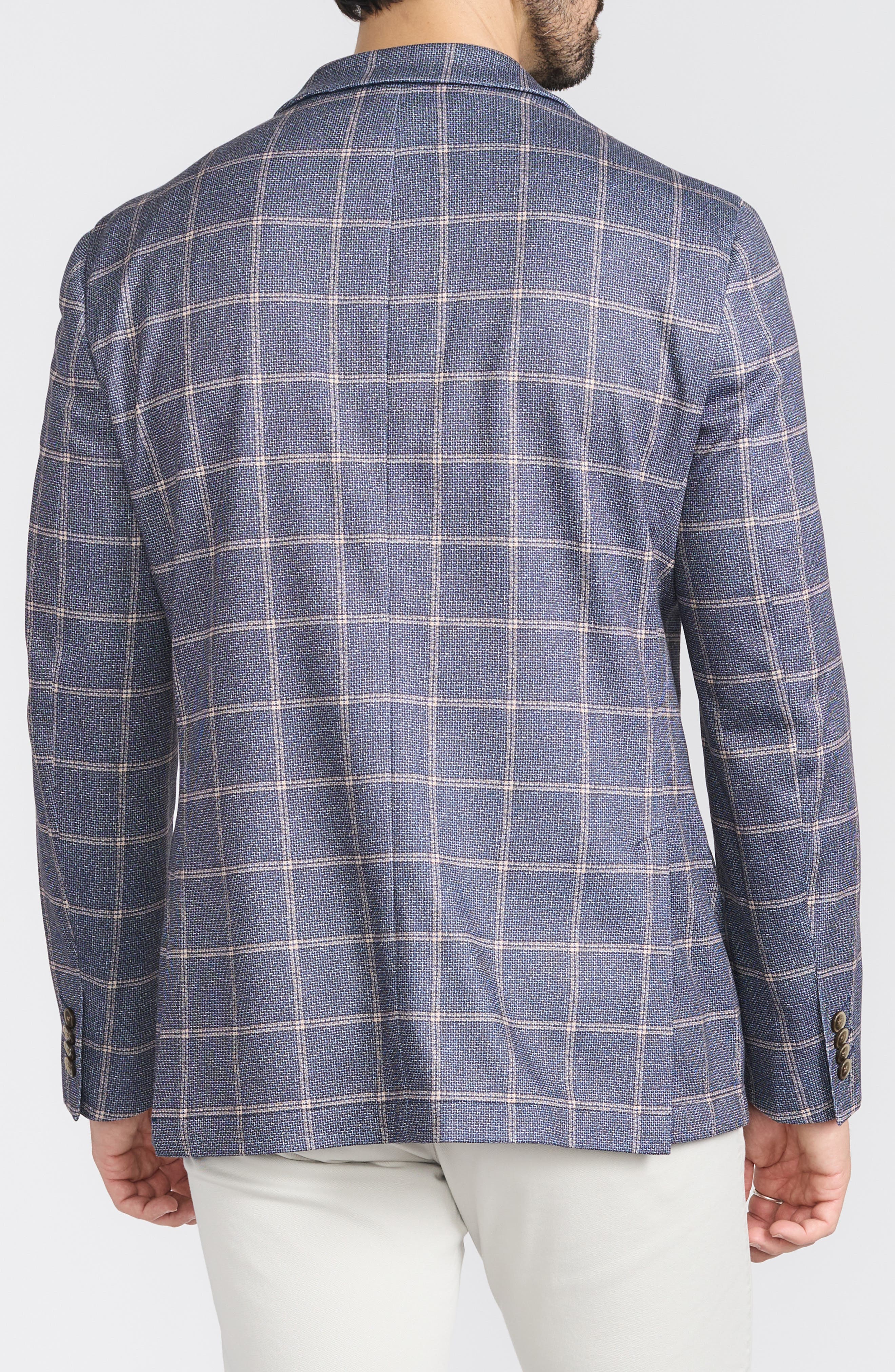 SAVILE ROW CO Navy & Tan Birdseye Blazer