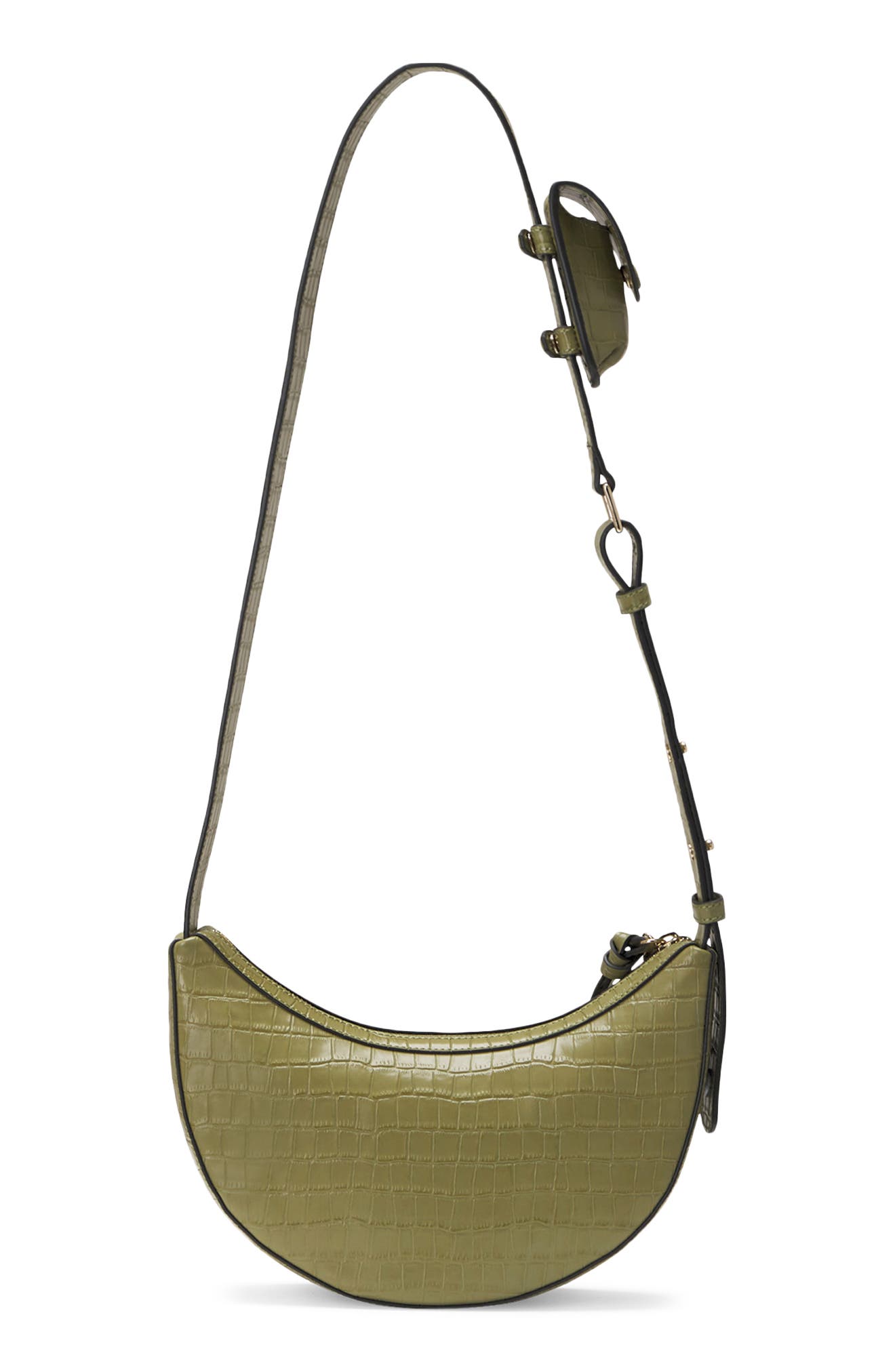 Oryany Rookie Crescent Croc Embossed Leather Crossbody Bag