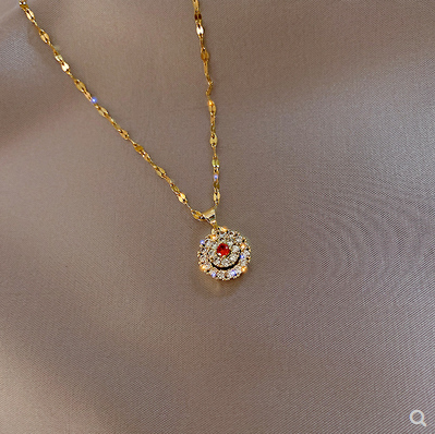 Small group design of rotatable round titanium steel necklace