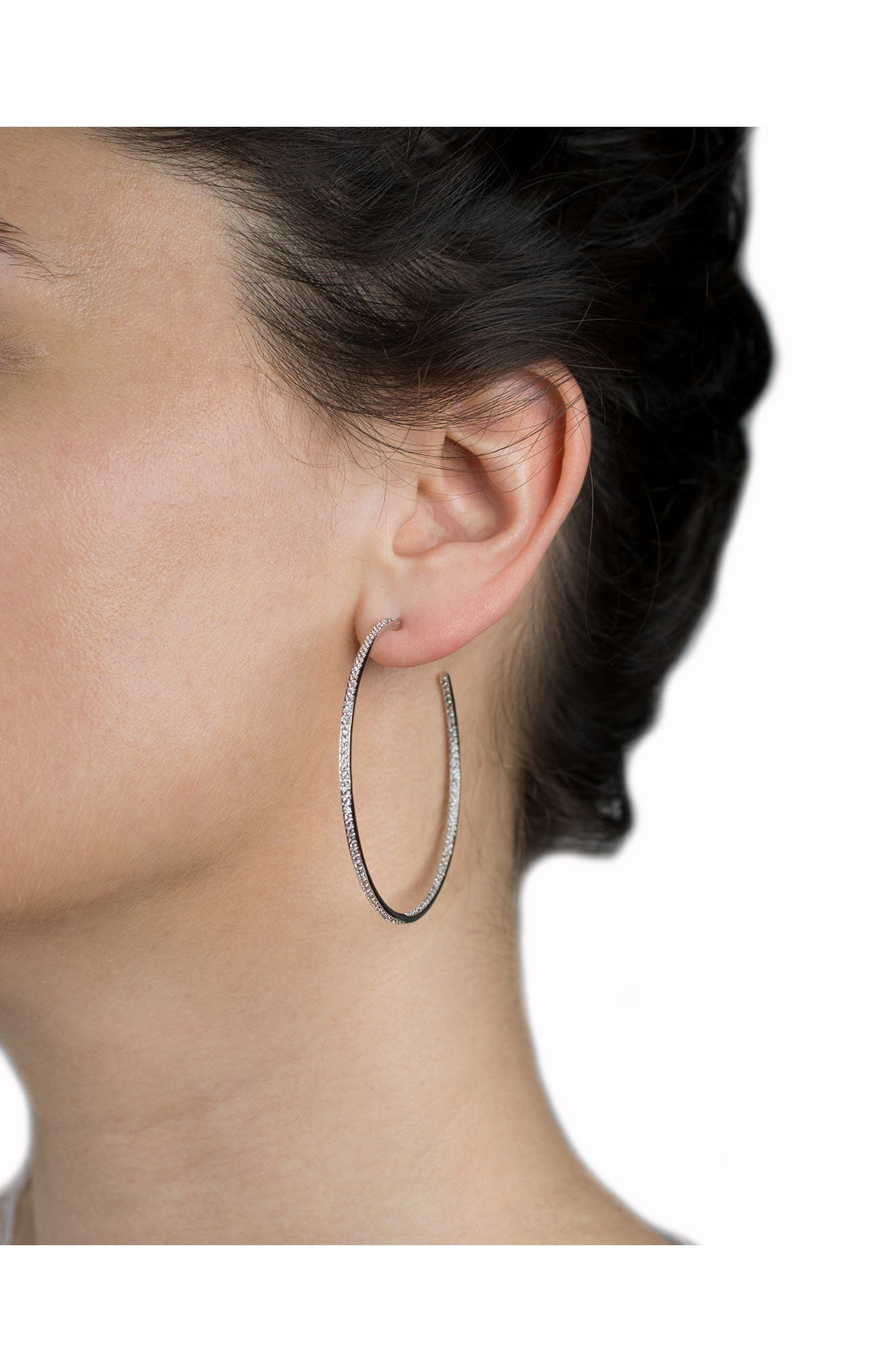 CZ by Kenneth Jay Lane Pavé Cubic Zirconia Inside Out Hoop Earrings