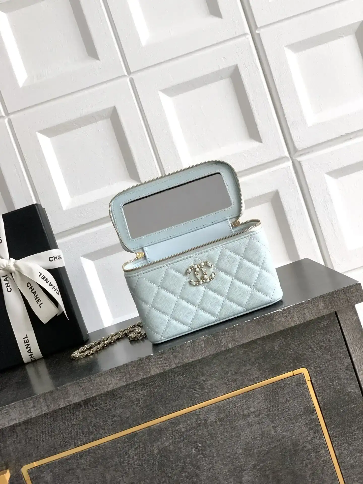 Chanel Blue Quilted Leather Top Handle Bag product photo from LabelPicks