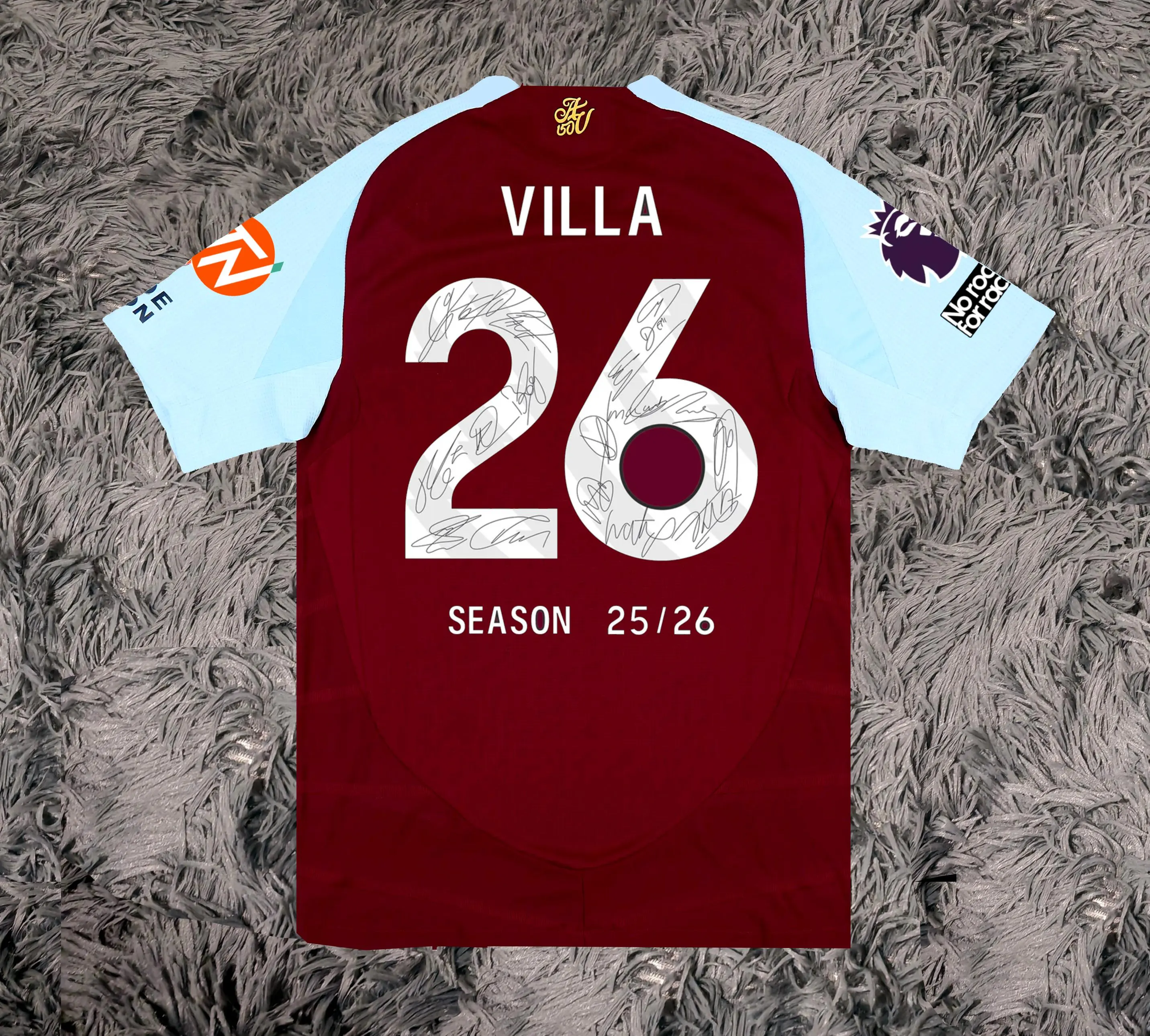 Aston Villa FULL 2025 SIGNED Team Squad Signature Jersey/Shirt + COA 25/26